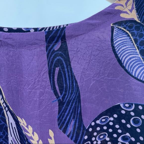 MASAI Purple Print Tunic Size Medium Made India Satin Wrinkled Style Medium - Picture 8 of 13